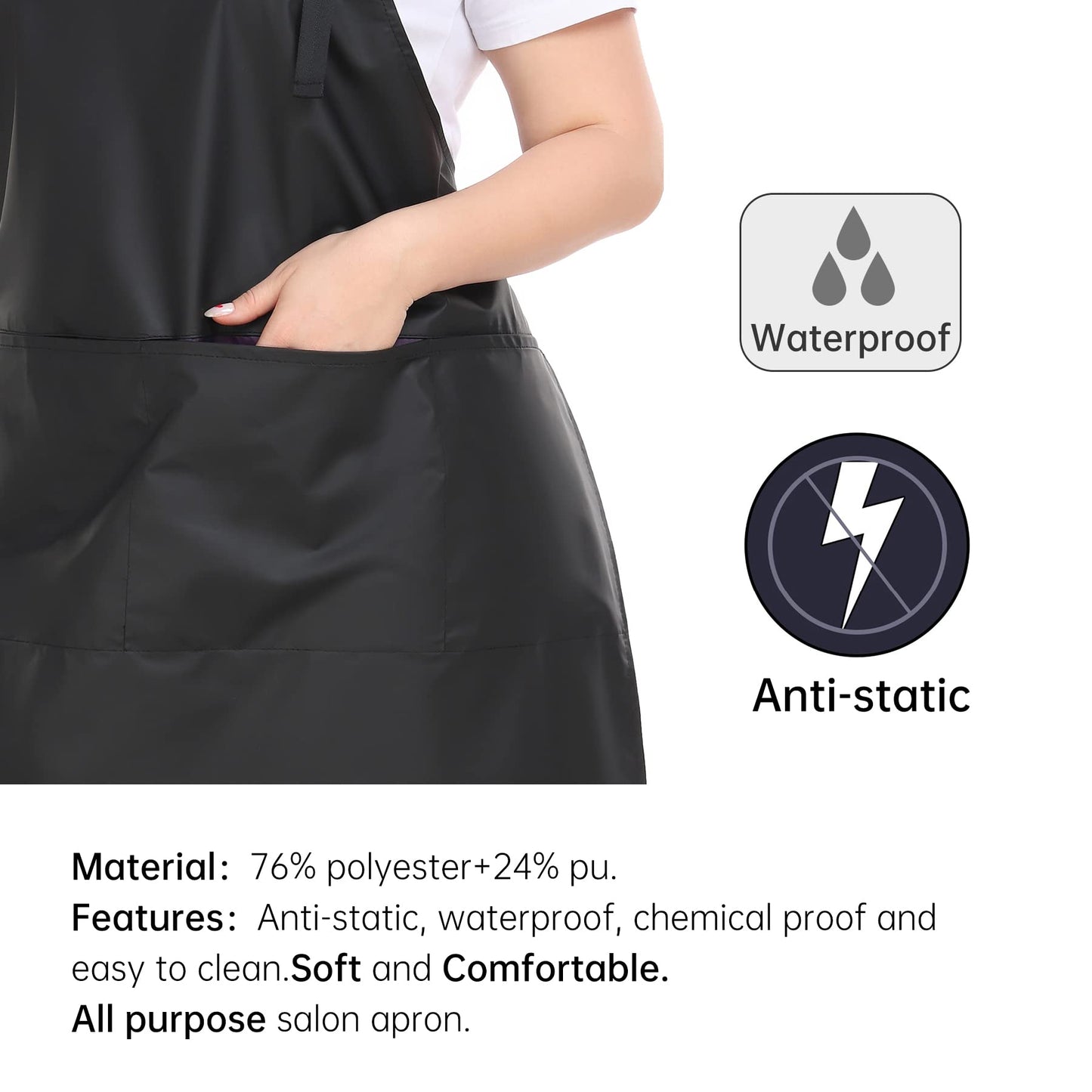 PERFEHAIR Waterproof Hair Dyeing Apron with Pockets for Men & Women - Salon Hairdresser and Barber Protective Apron with PU Coating - Ideal for Haircuts, Styling, Coloring