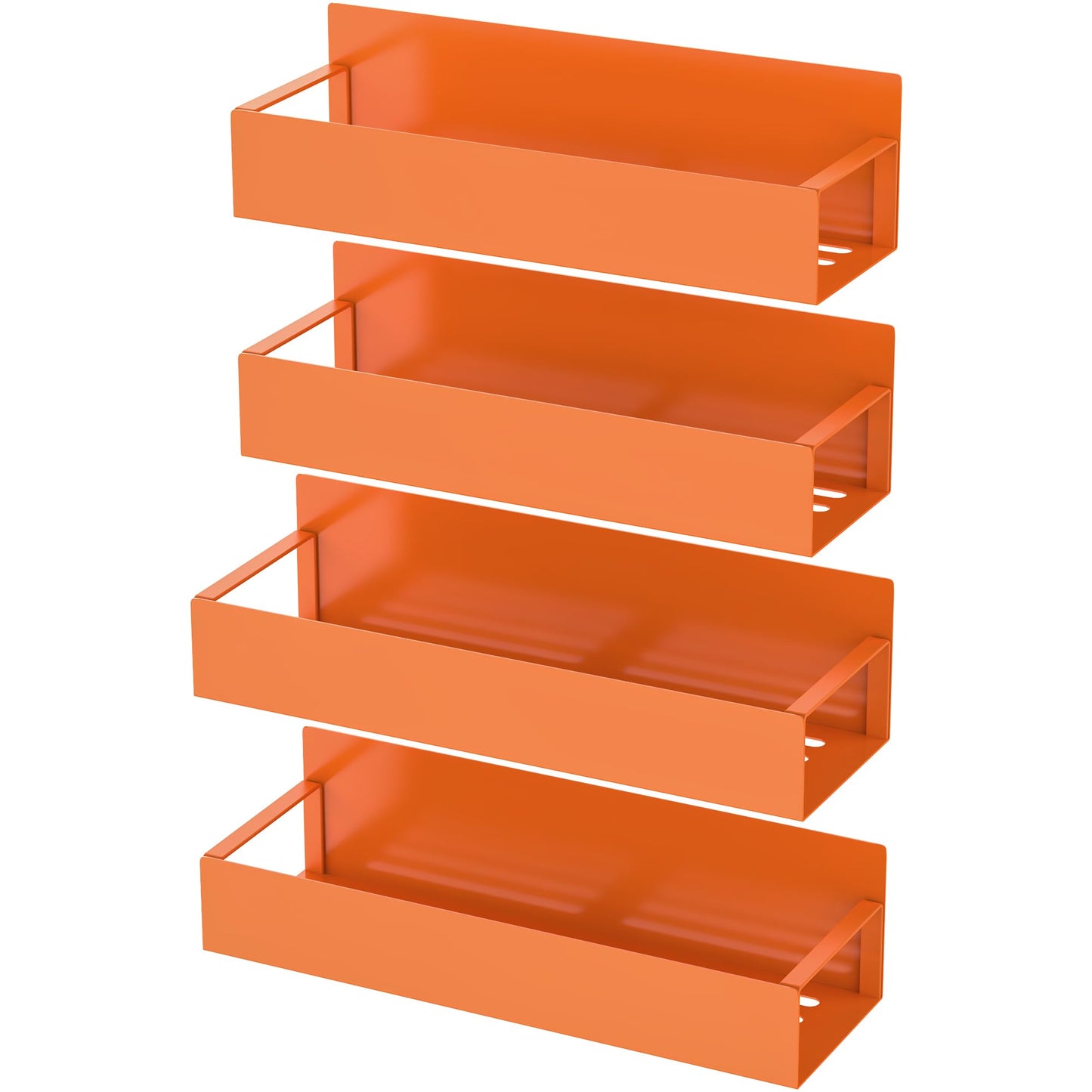 HuggieGems 4 Pack Magnetic Spice Storage Rack Organizer for Refrigerator and Oven, Orange Fridge Organizers and Storage