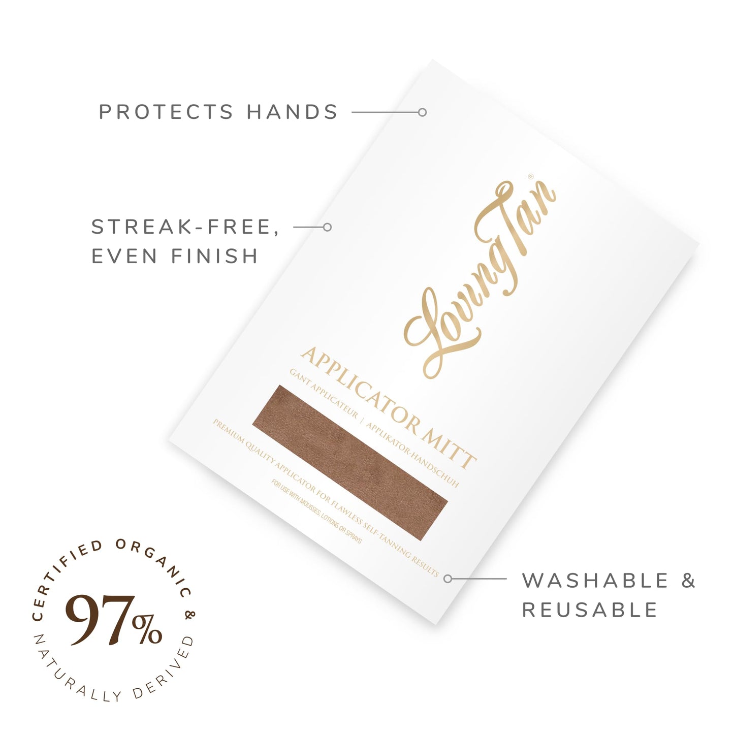 Loving Tan Purest Tanning Mousse, Dark + Purest Applicator Mitt - Sunless Tanner Made From 97% Certified Organic & Naturally Derived Ingredients - Cruelty Free, Vegan - 3.3 Fl Oz