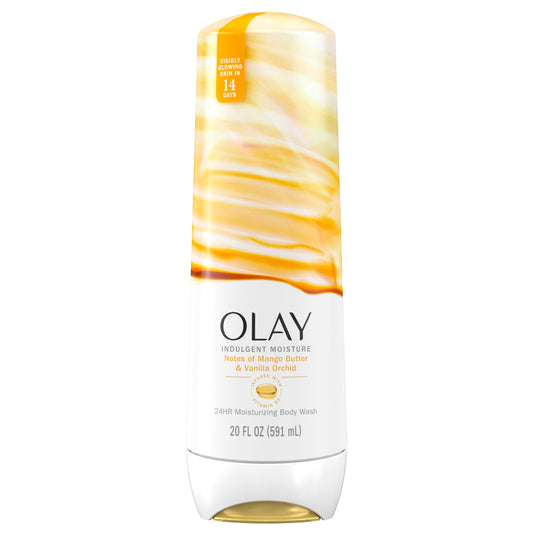 Olay Indulgent Moisture Body Wash for Women, Infused with Vitamin B3, Notes of Mango Butter and Vanilla Orchid Scent, 20 fl oz