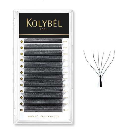 Kolybel W Eyelash Extension 6D Volume Premade Fan Lashes 0.07 D Curl 8-15mm Faux Mink Matte Black W Shaped Tips Soft Lightweight Lashes Supplies(6D-0.07-D-8-15mm)