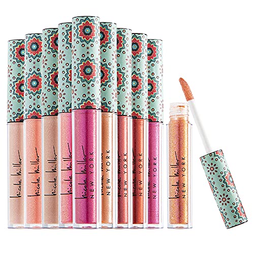 Nicole Miller Lip Gloss Collection Shimmery Glosses for Women and Girls Long Lasting Color Set with Rich Varied Colors, Pink Glossy, 10 Count (Pack of 1)