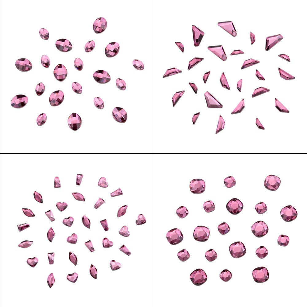 300pcs Violet Shape 3D Nail Decor Crystals Flatback Rhinestones Big Small Mix for Crafts Makeup Nails Art Accessories Set