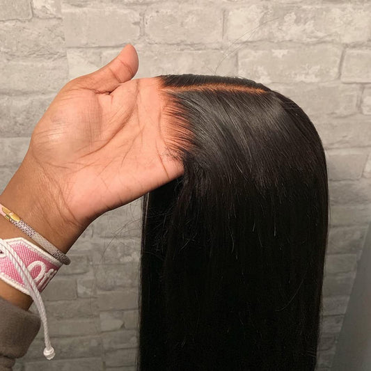 BEEOS Wear and Go 5x5 SKINLIKE Real HD Lace Closure Wig, Glueless 180% Density Pre Plucked Bleached Knots Ultra-thin Invisible HD Lace Wig Ready to Wear Straight Brazilian Huaman Hair 20 Inch