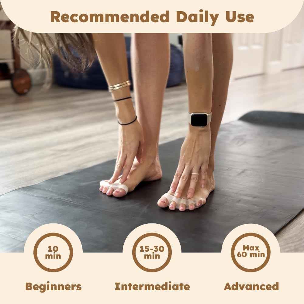 Awesome Toes Spacers & Separators, Fast Pain Relief from Hammertoe & Bunions, Two Pairs in Stylish Wooden Box, Latex-Free Rubber Toe Stretchers for Men & Women