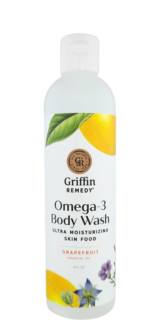 Griffin Remedy Omega - 3 Body Wash - Grapefruit Essential Oils and Organic MSM, Creamy, Moisturizing, All-Natural, Paraben-Free, Sulfate-Free 8 fl oz (Pack of 1)