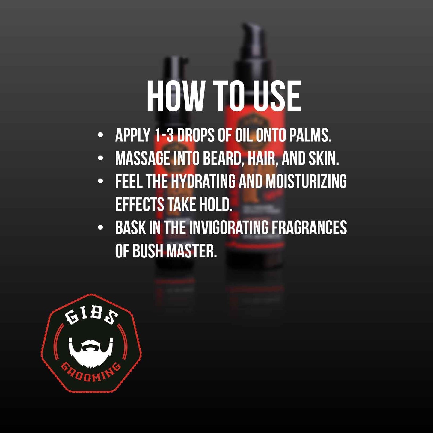 GIBS GROOMING Bush Master Beard, Hair & Tattoo Oil- All-Natural with Nutmeg, Leather, Vanilla & Musk Scent- Softens & Strengthens Beard Growth, Moisturizes Skin, 1 Fl Oz (Pack of 1)