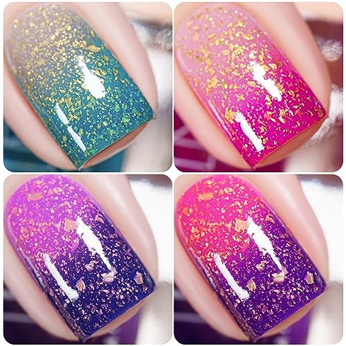 Vishine Gel Nail Polish Set - 4 Color Changing Gel Nail Polish Set Color Changing Gel Polish Soak Off UV LED Thermal Temperature Art C037