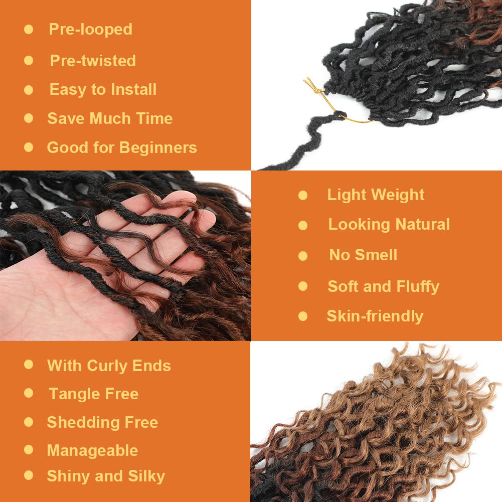 BAOTA Goddess Locs Crochet Hair 10 Inch 7 Packs Faux Locs Crochet Hair for Black Women Pre Looped Crochet Hair with Curly Ends River Locs Boho Style Hair Extensions T30/27 Color