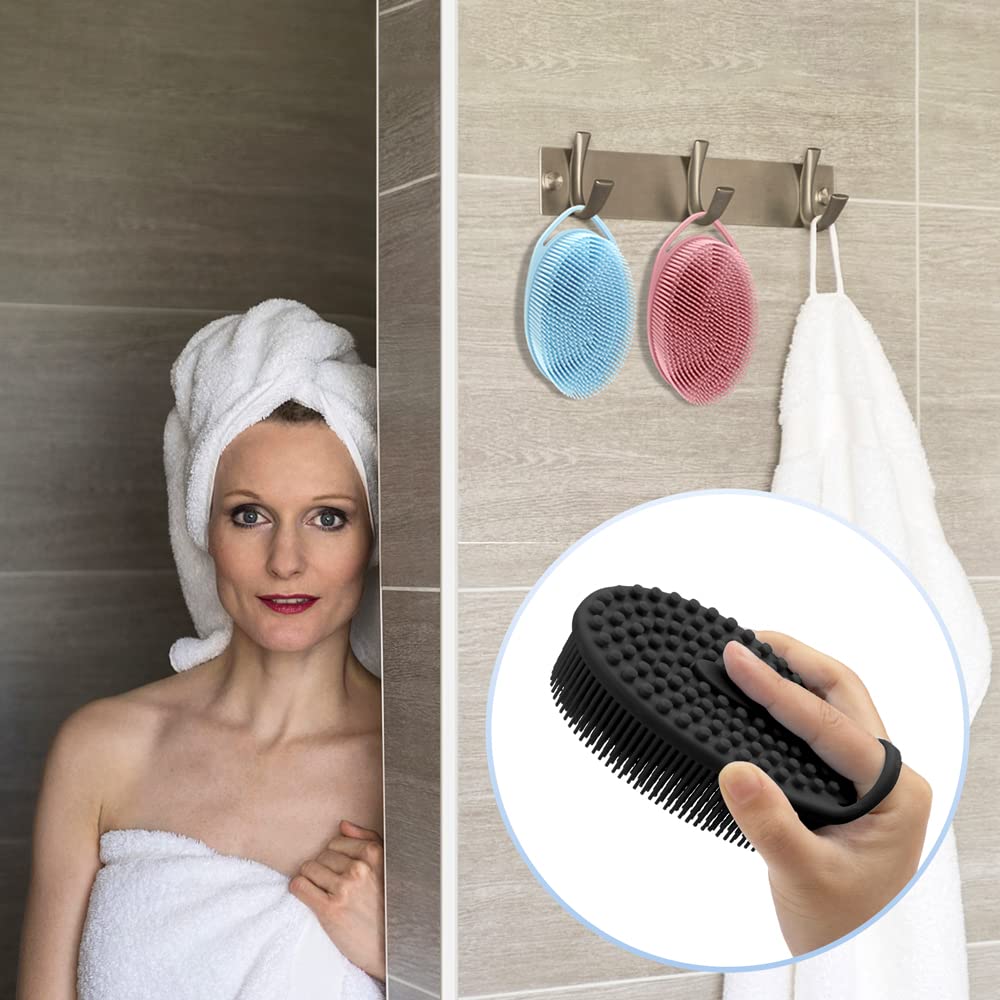 3 Pack Silicone Body Scrubber, Exfoliating Body Scrubber Soft Silicone Loofah Body Scrubber Fit for Sensitive and All Kinds of Skin Clean and Sanitary