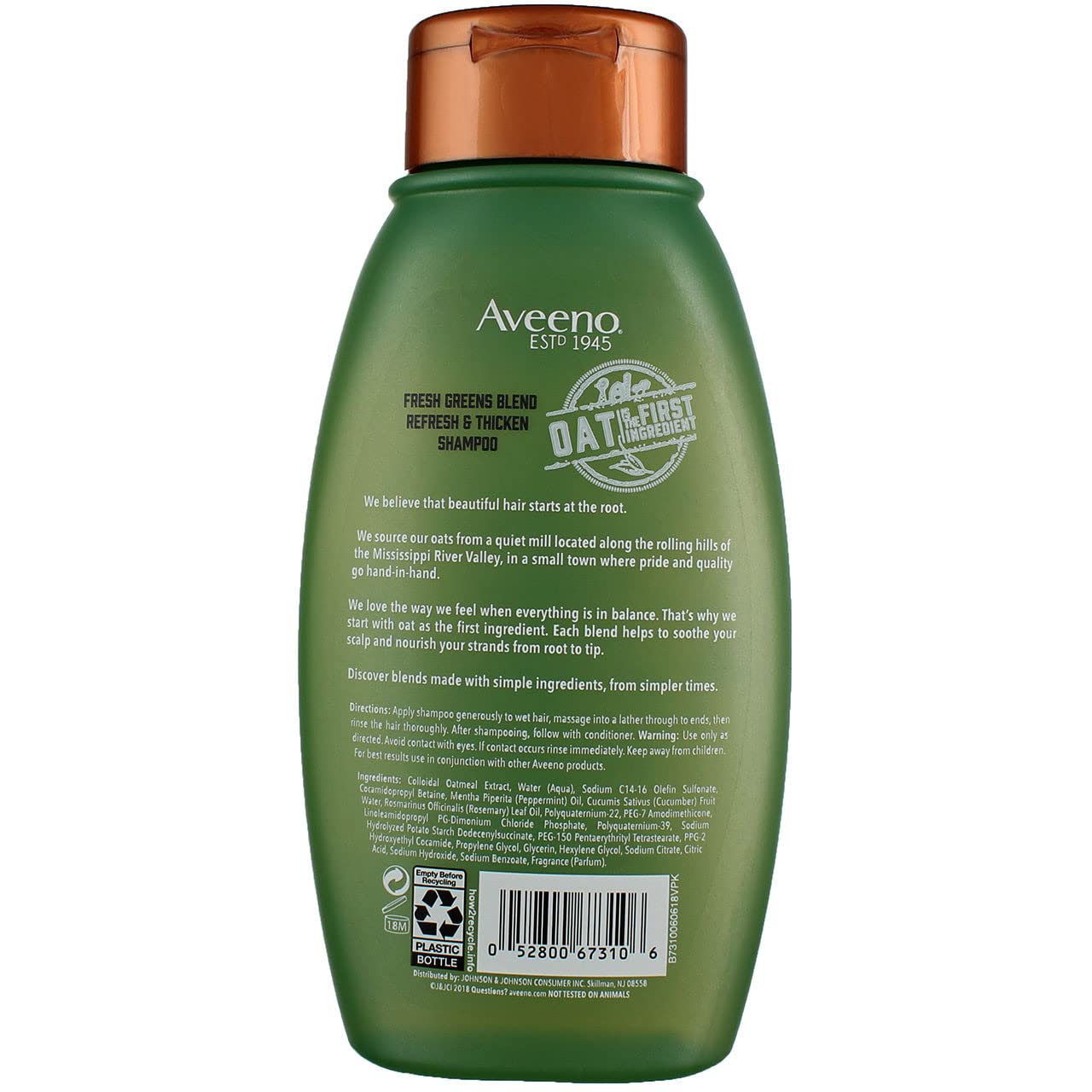 Aveeno Shampoo Fresh Greens Blend 12 Ounce (Thicken) (354ml) (2 Pack)