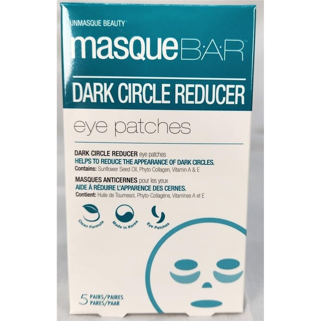 masque BAR Eye Mask Patches Dark Circle Reducer (5 Pairs) — Korean Under Eye Skin Care Treatment — Diminishes the Appearance of Under Eye Dark Circles & Prevents Premature Signs of Aging — Moisturizes