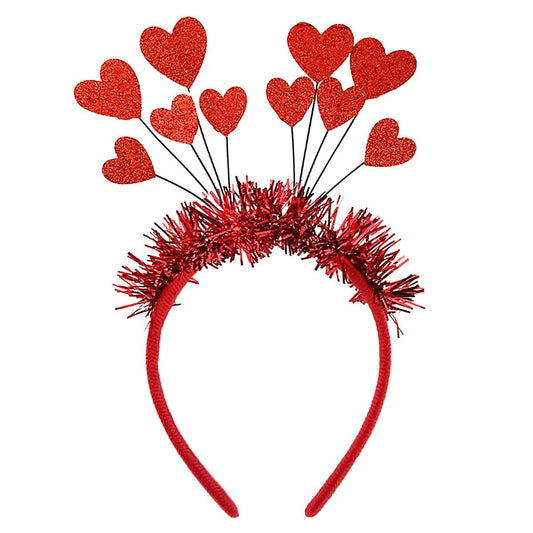 Sequins Heart Headband Valentine's Day Headband Glitter Heart Shape Hair Band Red Love Heart Head Boppers Hair Hoop Hair Accessories for Women Girls New Year Party Wedding Birthday Gift, 1 Pack