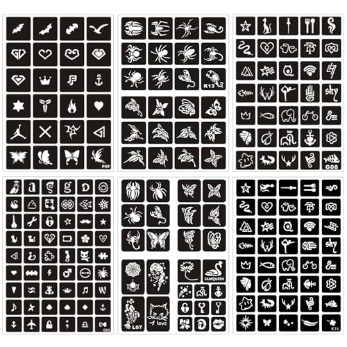 Temporary Tattoo Stencils Kit - 727 Patterns for Face & Body