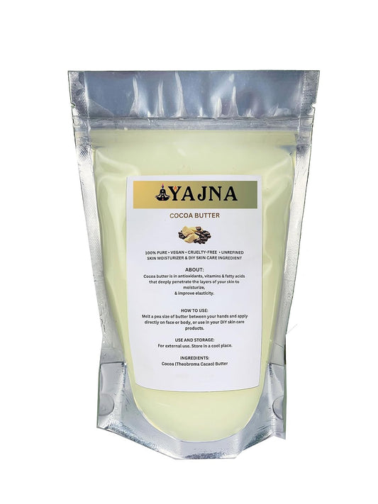 Yajna Organic Raw Cocoa Butter 100% Pure,Natural & Unrefined| Skin Moisturizer For Face, Body & Hair| 4 OZ/115 GM Ivory/White Grade A | DIY Creams, Balms, Lotions, Soaps| Softens Dry & Tough Skin