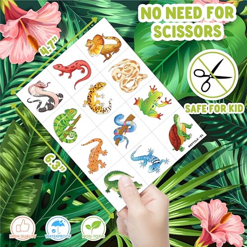 120 PCS Reptile Temporary Tattoos for Kids | Safari Party Favors