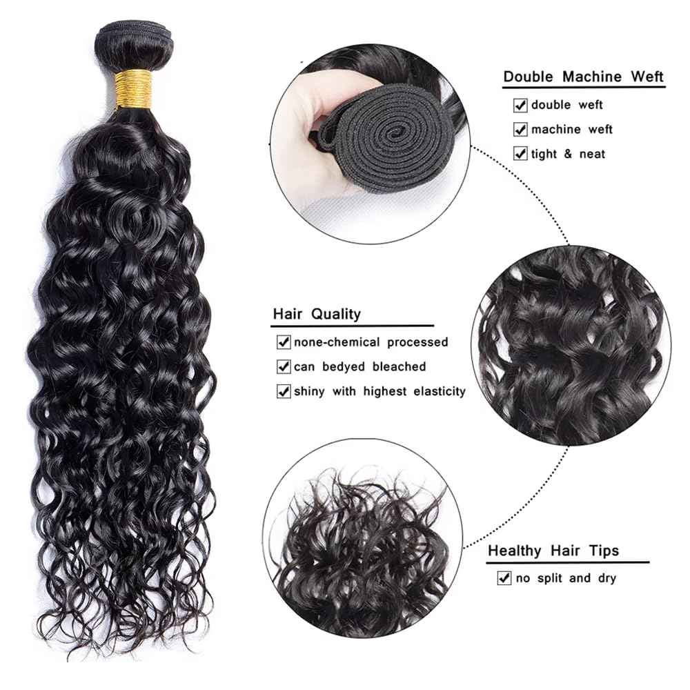 Human Hair Bundles Human Hair Water Wave Bundles 14 16 18 inch Wet and Wavy Bundle Quick Weave Extensions 150g