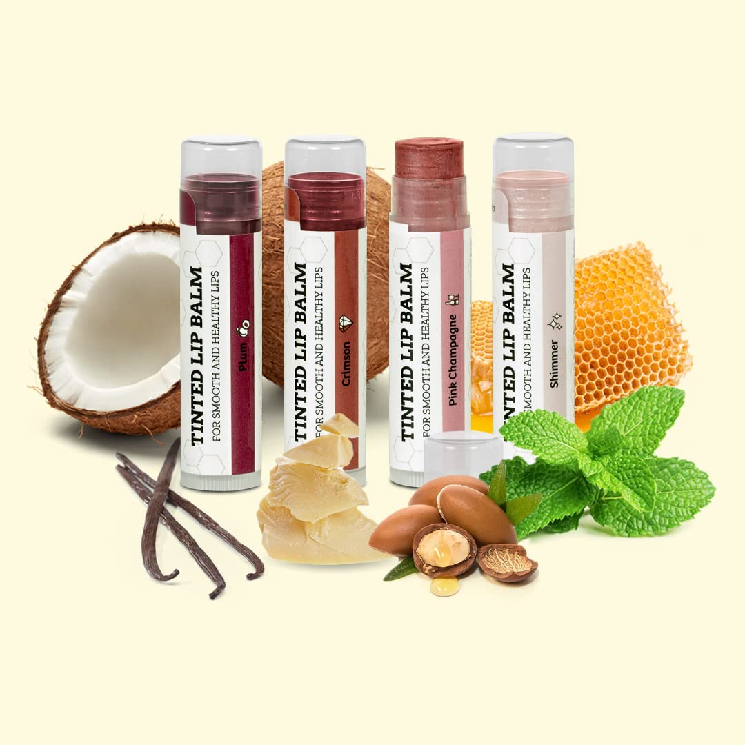 Earth's Daughter USDA Organic Lip Balm 6-Pack - Fruit Flavors, Beeswax, Coconut Oil, Vitamin E - Best Lip Repair Chapstick for Dry Cracked Lips - Moisturizing Lip Care
