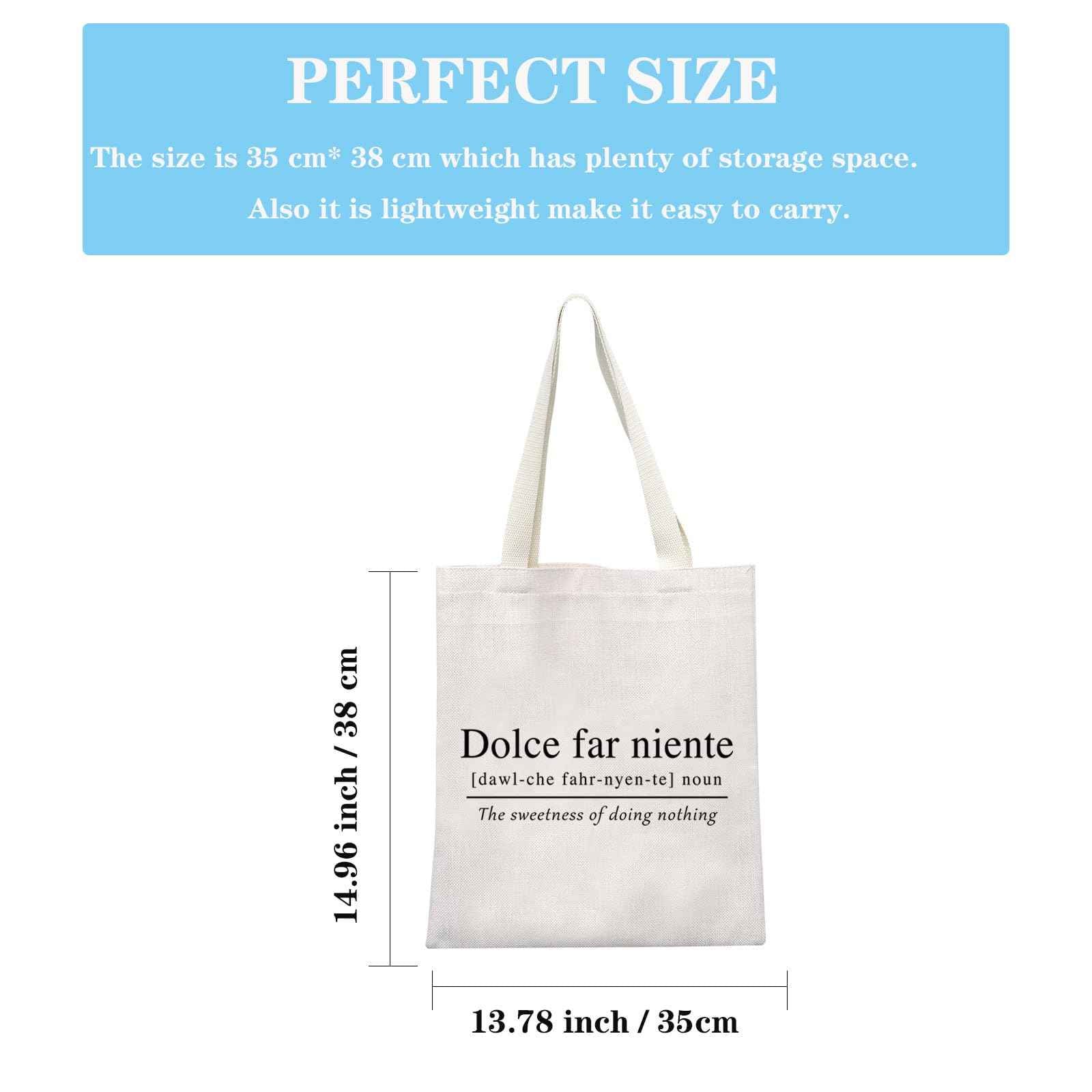 GJTIM Italian Themed Sweet Doing Nothing Quote Dolce Far Niente Italy Lover Gift Zipper Pouch Travel Bag Tote