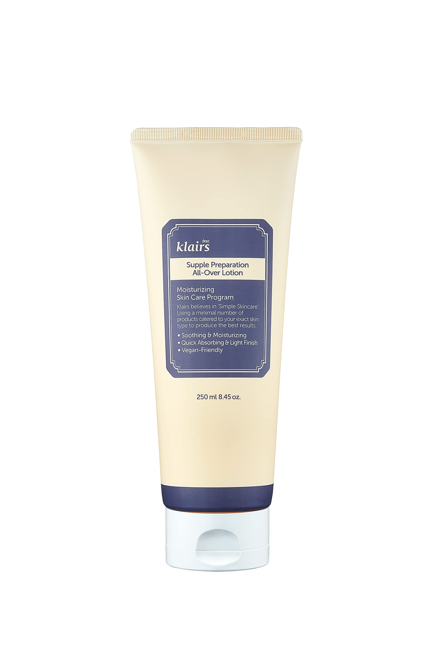 DearKlairs] Supple Preparation All-over lotion, Daily face and body moisturizer, for sensitive skin, Essential oil Free, Artificial fragrance free,250ml, 8.45oz