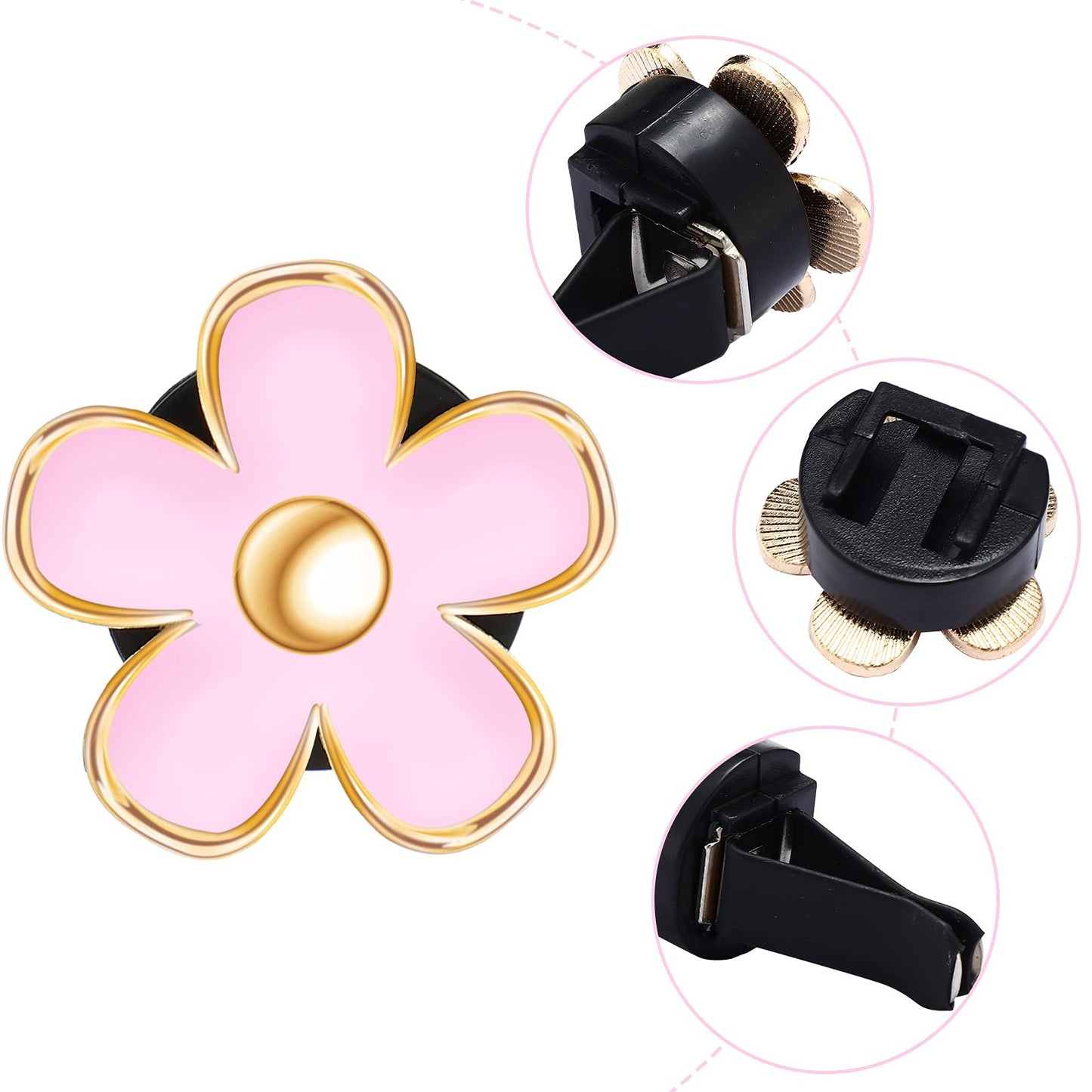 Frienda 6 Pcs Daisy Flower Air Vent Clip Air Freshener Outlet Clip Car Air Conditioning Clip Charm Car Inter Decor(Pink, 3 cm, 3.3 cm)