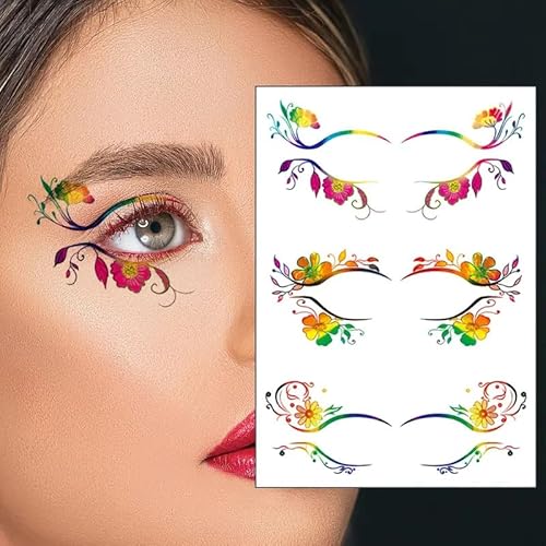 60 Pairs Halloween Christmas Eye Shadow Tattoo Sticker Eyeliner Temporary Tattoos Transfer Eyeshadow Stickers for Women Eye Makeup Decorations