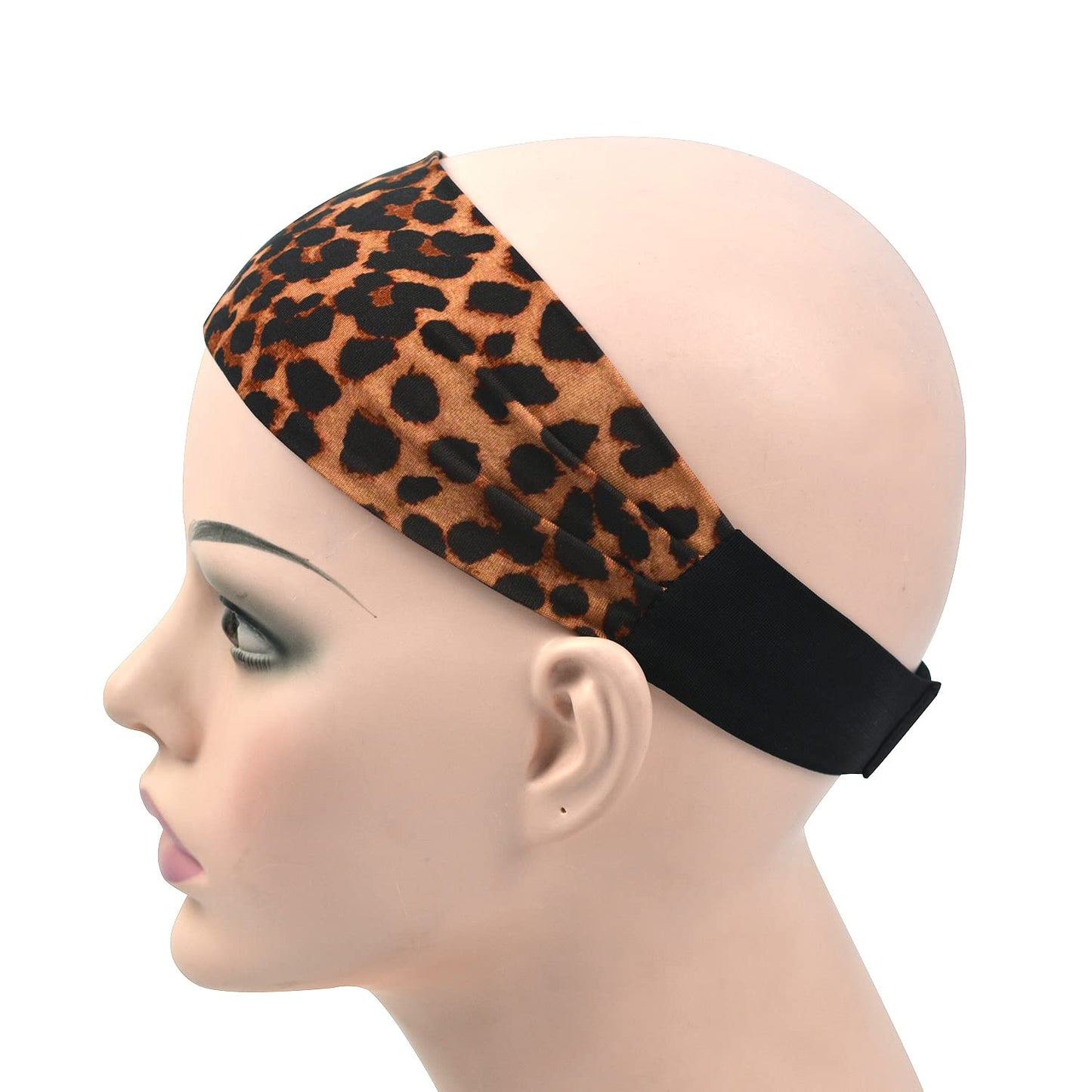 YTBYT Leopard Print Headbands for Wigs Ice Silk Lace Melting Bands with Removable Hook Adjustable Wig Bands for Headband Wig (A-3)