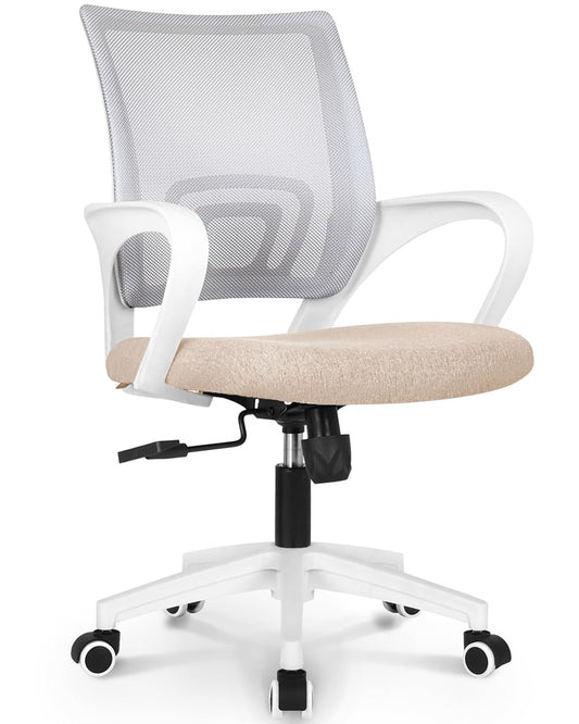 NEO CHAIR Office Chair Computer Desk Chair Gaming - Ergonomic Mid Back Cushion Lumbar Support with Wheels Comfortable Mesh Racing Seat Adjustable Swivel Rolling Home Executive (Beige)