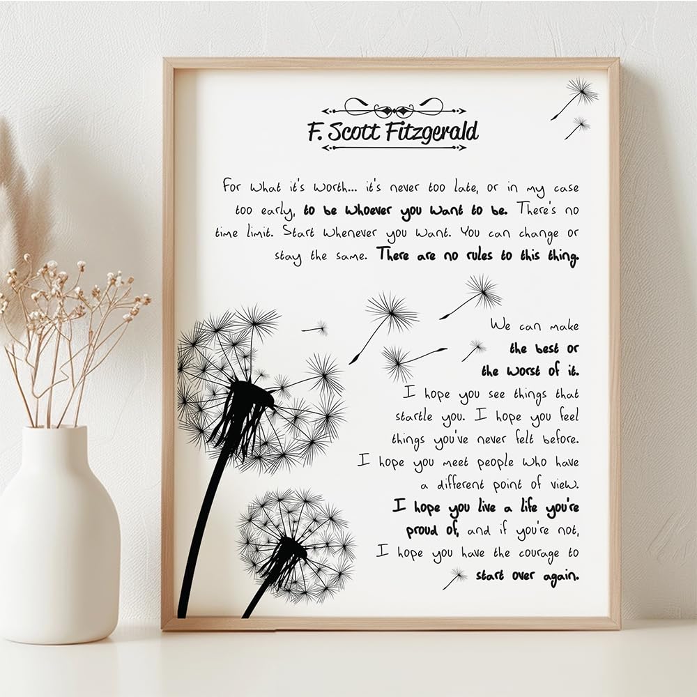 For What It's Worth - F. Scott Fitzgerald - 11x14 Framed Art Print - Great Inspirational Gift for Wedding, Anniversary and Birthday and Decor for Home, School and Office