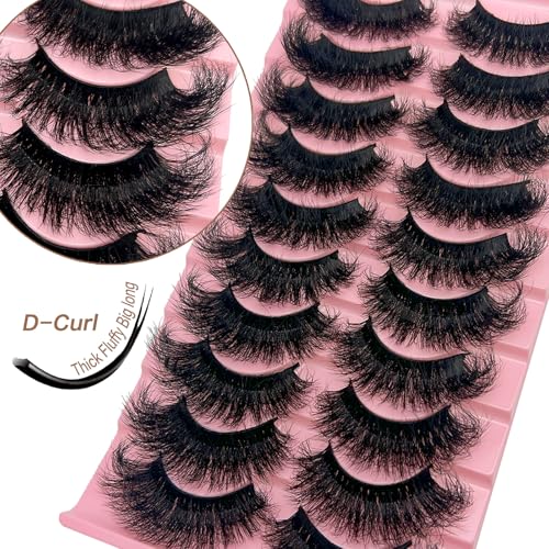 Fluffy Faux Mink Lashes 20-25mm Dramatic Volume 10 Pairs