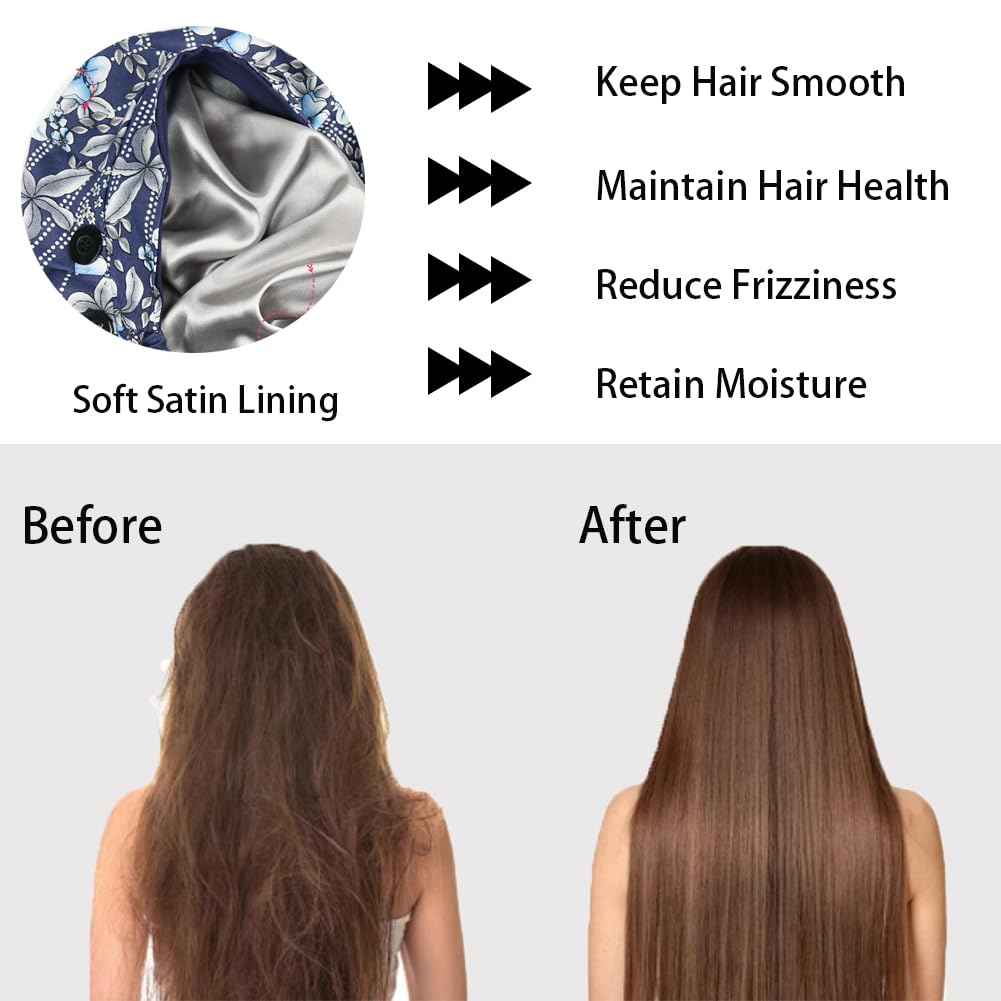 8Pcs Satin Lined Scrub Caps Women, Surgical Caps for Women, Adjustable Scrub Hats Womens Ponytail with Button and Sweatband, Nurse Cap for Unisex, Working Cap, Elastic Ponytail Pouch Tie Back