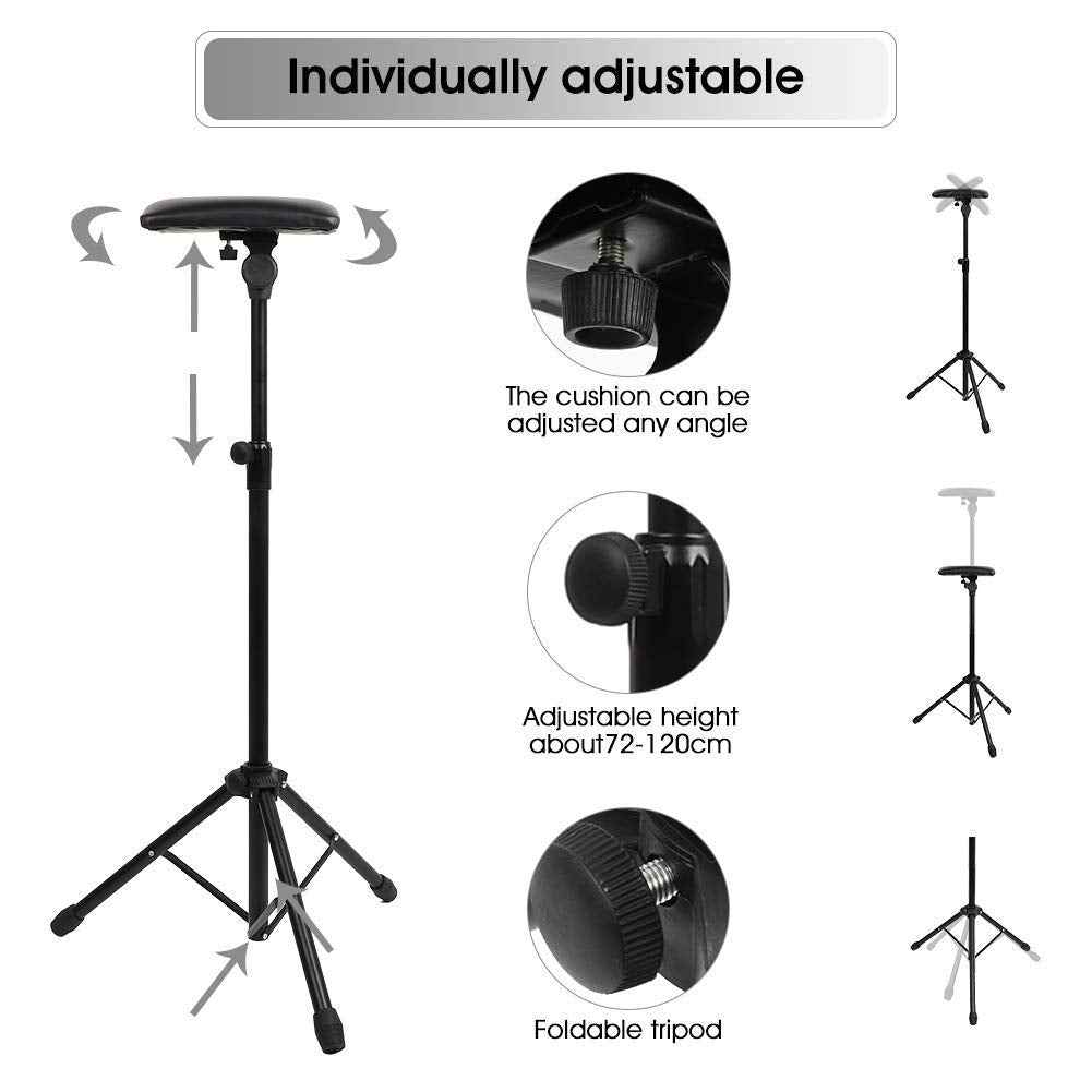 Armrest, Height Adjustable Tripod Arm Stand Foldable Foam Pad Arm Bar Leg Rest Studio Stand Workstation with PU Leather Pad for Studio Salon Supplies Tool