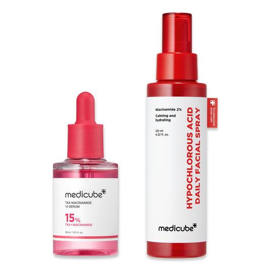 medicube Red Power Duo for After Spot Care Use: TXA+Niacinamide 15% Glow Facial Serum and Power Soothing Spray