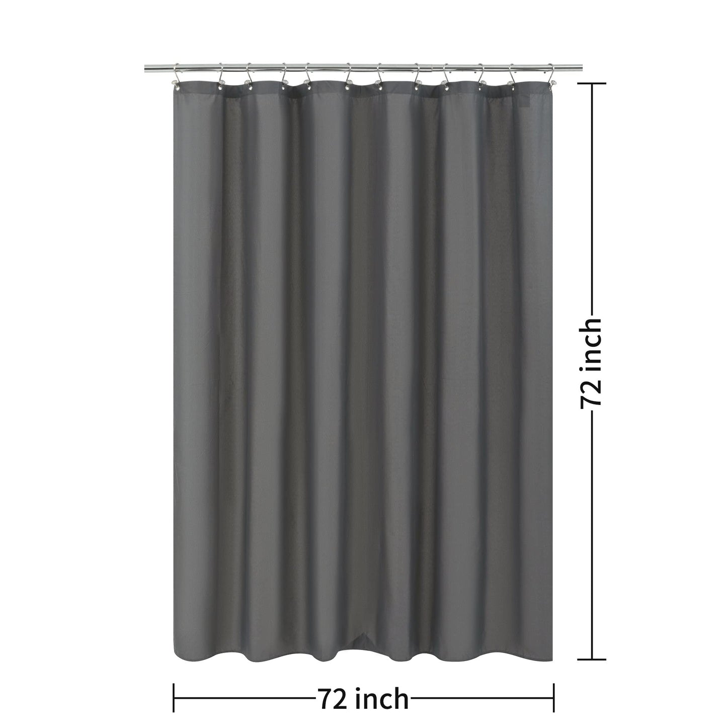 ALYVIA SPRING Waterproof Fabric Shower Curtain Liner - Soft & Light-Weight Cloth Shower Liner, 3 Bottom Magnets, Hotel Quality & Machine Washable - Standard Size 72x72, Dark Gray