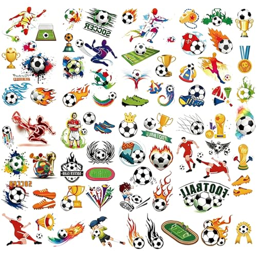 Soccer Temporary Tattoos - 10 Pack Watercolor Stickers, 73 Designs