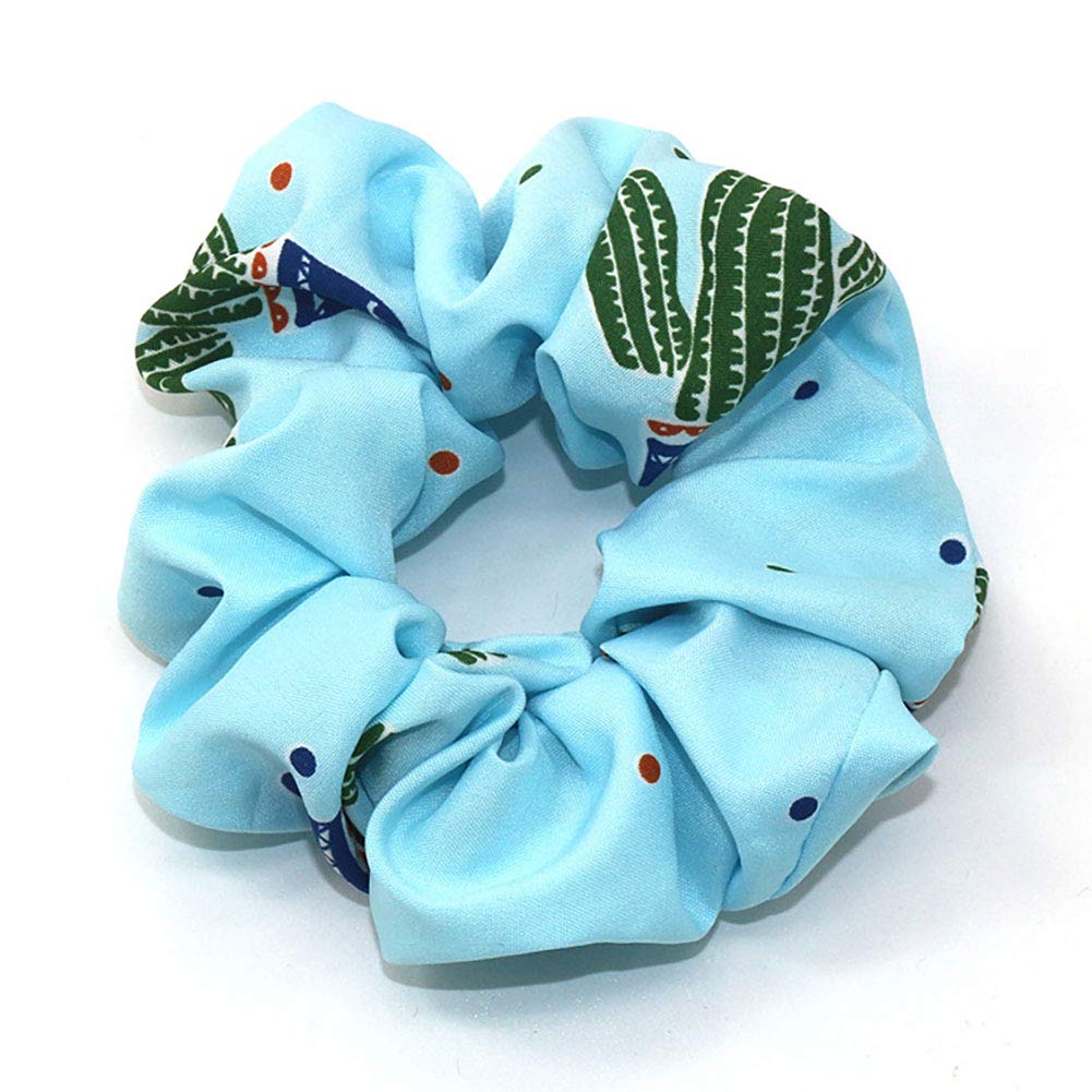 Fodattm 4PCS Elastic Hair Scrunchies Hair Bands Hair Ties Scrunchy Hair Rope Ponytail Holder for Women (Cactus pattern)