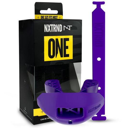 Nxtrnd One Football Mouth Guard, Strap Included, Fits Adult & Youth (Purple)