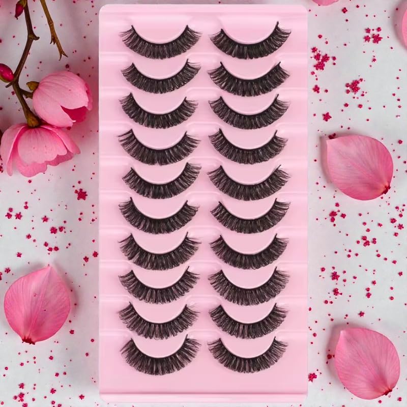 3D Faux Mink False Eyelashes, 10 Pairs Russian Volume Strip Lashes