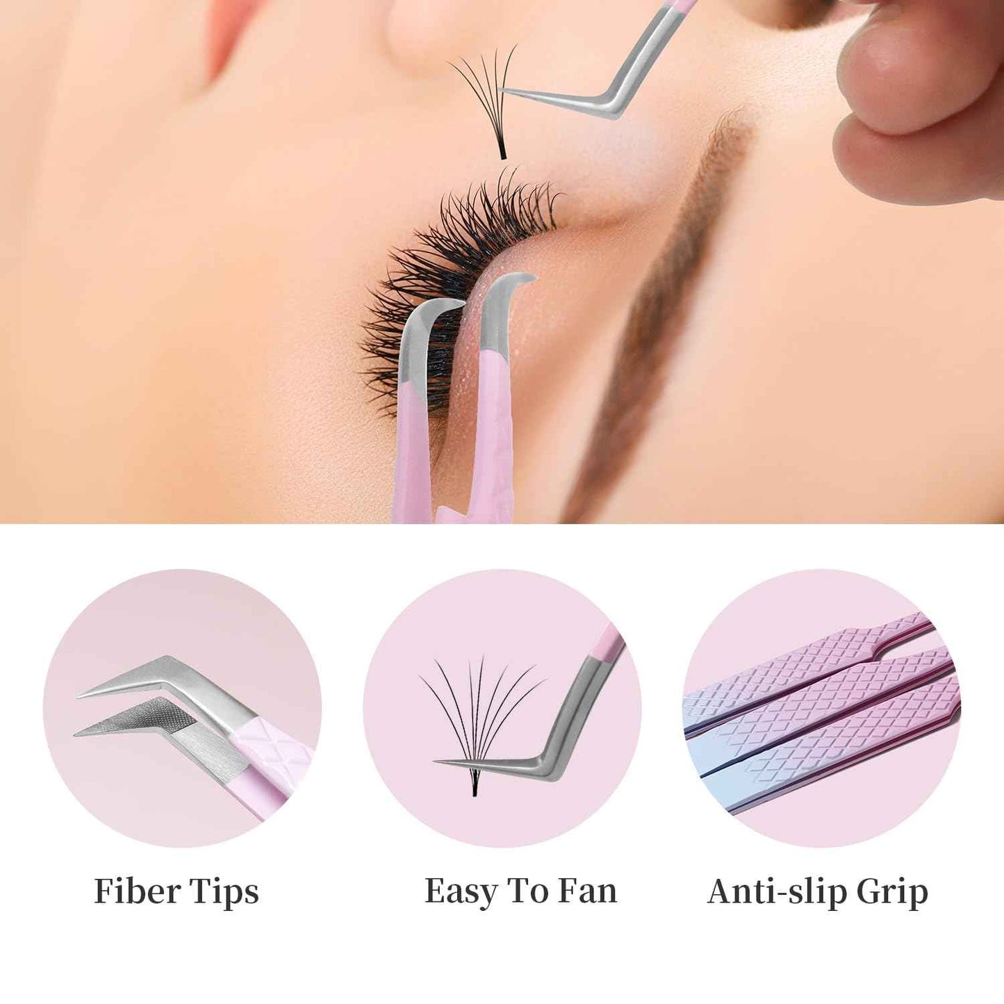 ANNAFRIS Eyelash Extension Tweezers,Fiber Tip Grip Boot Volume Lash Tweezers,Professional Pointed Lash Extension Tweezers for Easy Lash Application and Removal-F01