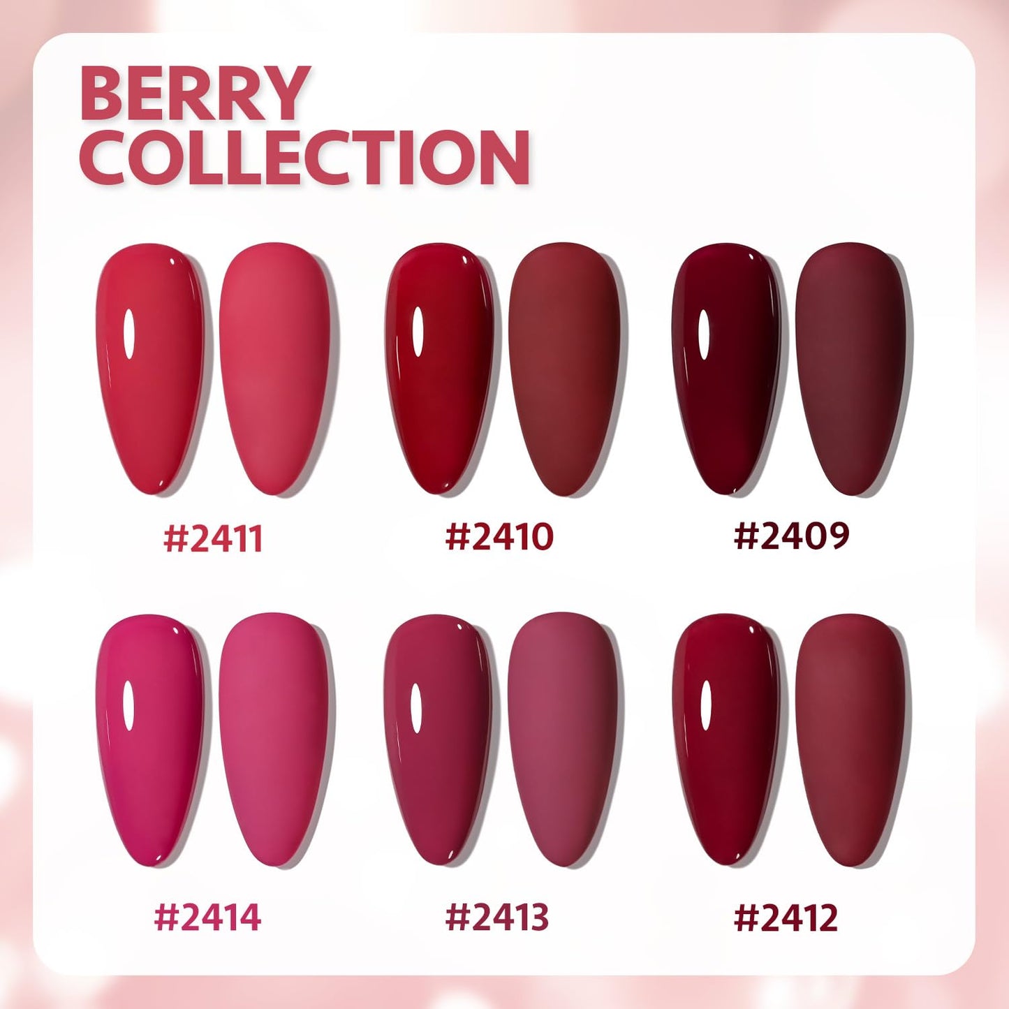 GAOY Berry Collection Gel Nail Polish, Hot Pink Burgundy Red Cherry Magenta Nails Gel Polish Kit for Salon Gel Manicure and Nail Art DIY at Home