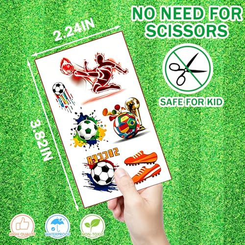 Soccer Temporary Tattoos - 10 Pack Watercolor Stickers, 73 Designs