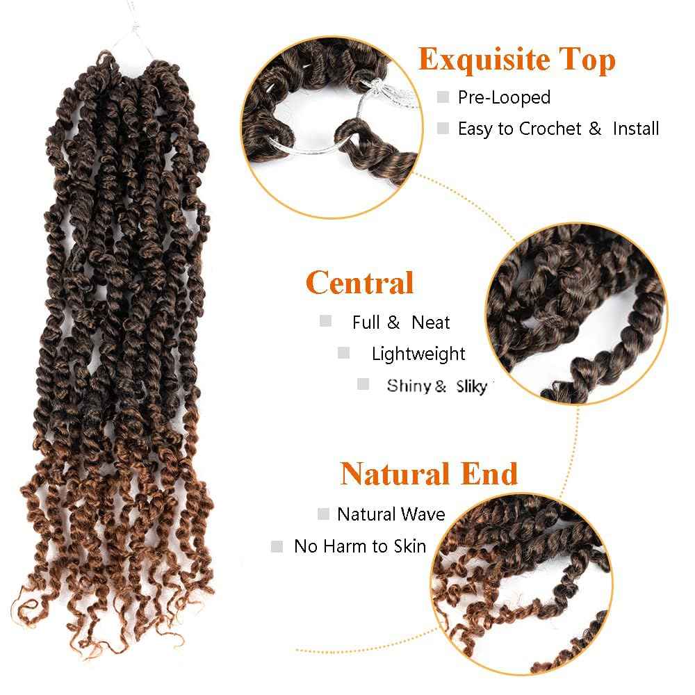 Umylar Passion Twist Hair 18 Inch 8 Packs Pre-twisted Passion Twist Crochet Hair Bohemian Braids Pre-looped Crochet Hair For Women Synthetic Hair Extension (18 Inch (Pack of 8), 1B/30#)