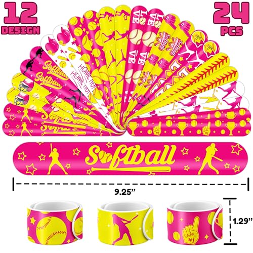 Softball Party Favors Set - 48 Tattoos & 24 Slap Bracelets