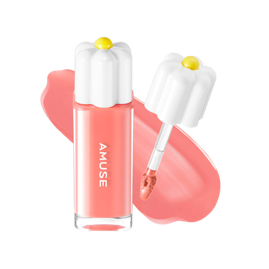 Amuse SEOUL Daisy Flower Dew Tint 04 POMELO NUDE | 35% High-moisture Water Tint, Long-lasting, Vitamin E Acetate, Moisturizing, No Peel Off, Lip Treatment, Non Sticky, Korean Lip Tint for Dry Lips