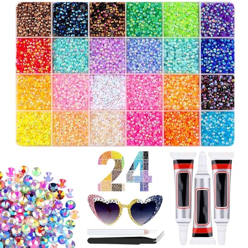 Fodeuxp Bedazzler Kit with 24,000 Multicolor Resin Rhinestones for Nail Art & Crafting - Variation 24000