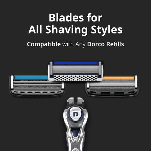 Dorco Pace 7 - Shaving Razor System for Men with Seven Curved Blades - Value Pack (10 Cartridges + 1 Handle)