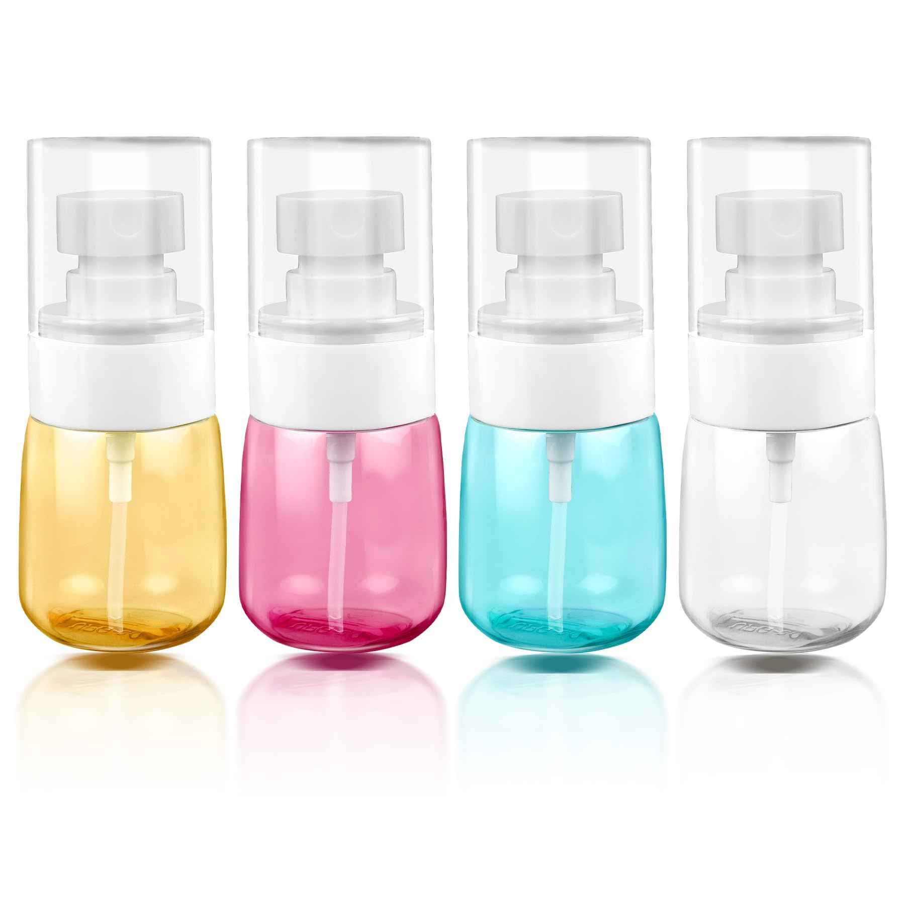 AUEAR, 4 Pcs 30ml Spray Bottles Plastic Empty Travel Refillable Mist for Skincare Makeup Hair Cleaning Lotion Perfume