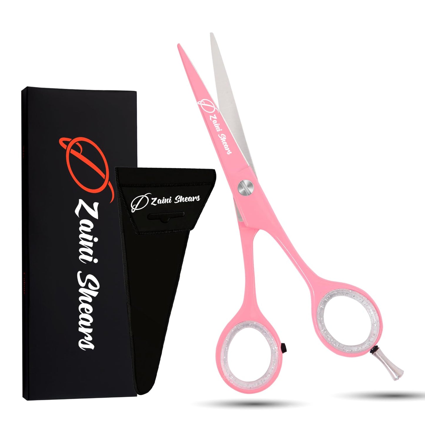 Zaini Shears Hair Cutting Scissors Extremely Sharp Right-Hand Razor Edge - 5.5” Overall Length,Made of 420c Japanese Stainless Steel Salon Scissors Professional Barber Haircut Scissors (pink, 5.5'')