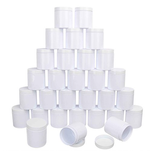 30 Packs 8.8oz (250 ml) Plastic White Jars with Lids, Cosmetic Containers jars with Wide-Mouth for slime, beads, rhinestones, sequins Cosmetics, Lotion, Cream, Ointments and More by KUKLIPJIM.