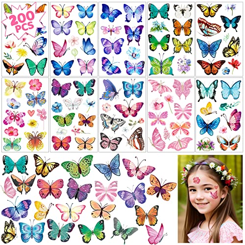 200 Butterfly Temporary Tattoos Waterproof Stickers